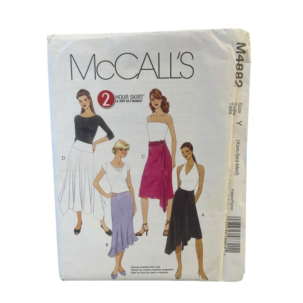 McCall's Skirt Sewing Pattern Women Size Y XS-S-M M4882 2 Hour Uncut FF